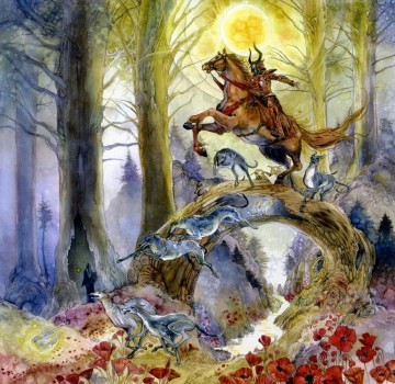  JOUR Tableaux - les sorcières trois chevalier rouge de jour brûlant